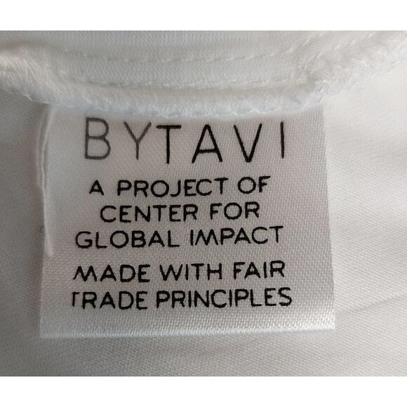 BYTAVI Cuff Sleeve V-Neck Tunic Tee Size Large White - Picture 5 of 6